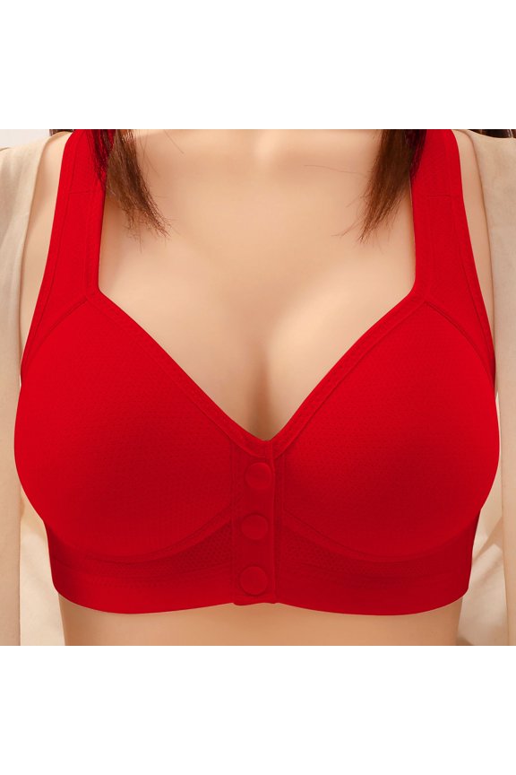 Bras for Women, Xunlbb Plus Size Women's Sexy Middle Aged And Elderly Comfortable Soft Thin Printed Underwear Large Size Underwear Bra Adjustable Shoulder Straps(Red,36)