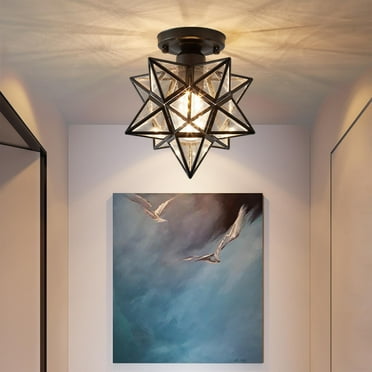 Clearance! Brass Moravian Star Light Flush Mount Ceiling Light with Clear Glass on Clearance Black