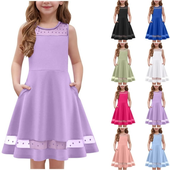 Bridal Dresses Dresses for Little Girls Size 4/5 Sleeveless Cami Dresses Casual Flowy Swing Tween Sundress Tea Short Birthday Dress Casual Summer Dress Vestidos Elegantes Cortos