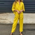 thumbnail image 1 of !Brilliant Two Piece Summer Outfits Women Women's Solid Color Round Neck Short Sleeve Tops and Pants Sets with Pockets Yellow 4x, 1 of 7