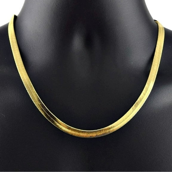 YTTAL 18k Gold Yellow Thick Herringbone Chain Mens Women Teens Gold Plated Necklace
