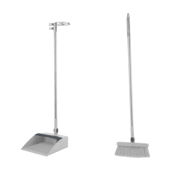 Hvmvliv Brooms and Dustpan Set Brooms and Dustpan Set Foldable Dustpan Non-Stick Hair Dustpan Sweeping Brooms Rotatable Brooms For Family Gray