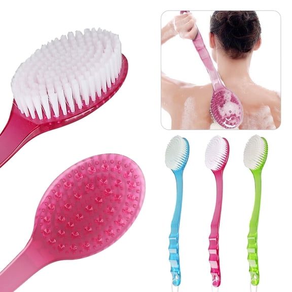 Clearance Brush Scrubber Anti Slip Long Handle Back Brush For Shower, Dual-Sided back Scratchers Back Brush with Stiff and Soft Bristles,Body Exfoliator for Bath or Dry Brush, Pink