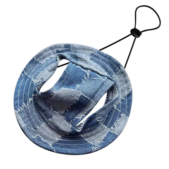 Clearance! Bucket Hats For Dogs Summer Round Brim Pet Hat With Ear Holes & Neck Strap Adjustable Outdoor Climbing Sun Visor Hat Sunshade Strangulation Cap For Small Medium Cats Dogs K Pet Hats
