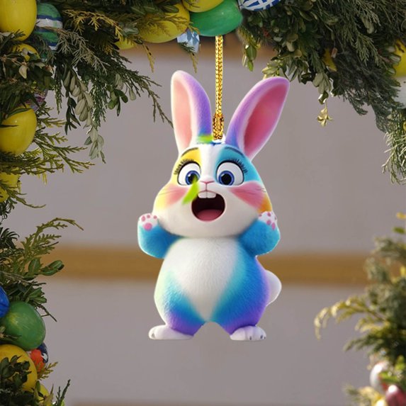 Clearance Bunny Decor Cute Bunny Easter Doll Decoration Hanging Acrylic 2D Flat Keychain