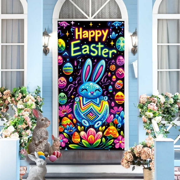 Clearance Bunny Easter, Easter Door Curtain Suitable For Large Party Supplies Room Garden Wall Decoration Holiday Decoration Background
