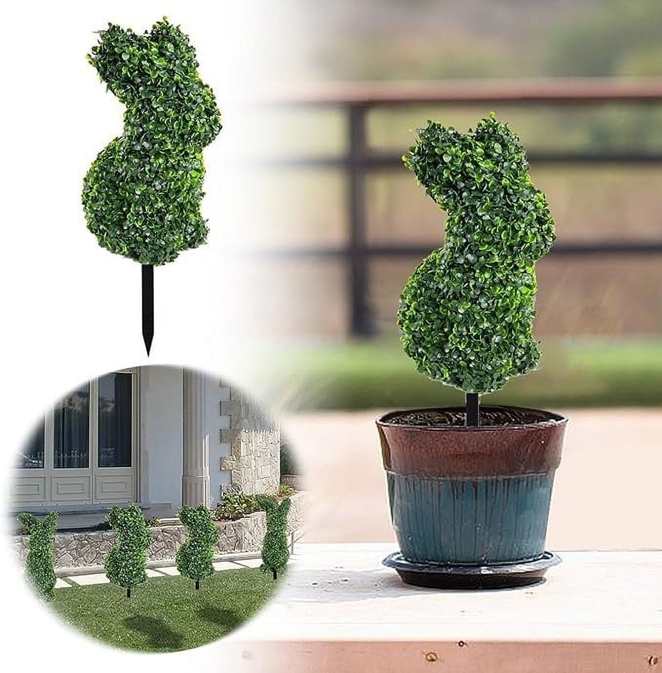 Clearance! Bunny Topiary, 28.74 Inch Green Artificial Bunny Tree Easter ...