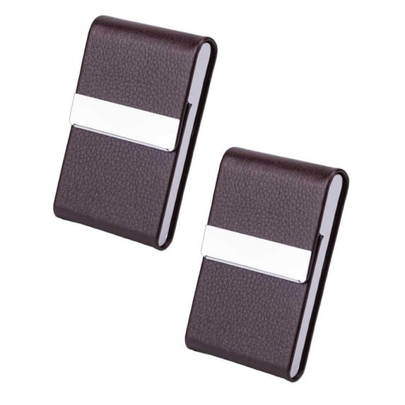 Clearance Business card holder under $6,Business Card Holder PU Leather Business Card Case Name Card Holder Slim Metal Pocket Card Holder With Shut 2PC