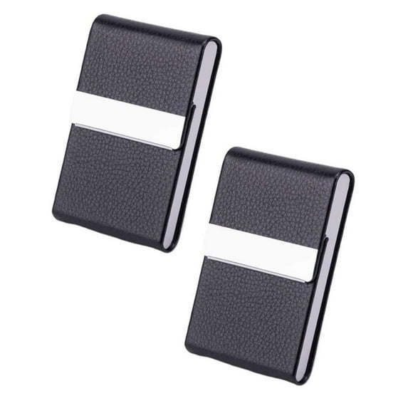 Clearance Business card holder under $6,Business Card Holder PU Leather Business Card Case Name Card Holder Slim Metal Pocket Card Holder With Shut 2PC
