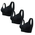 thumbnail image 1 of Busydd 3PC Womens Bras Front Closure Plus Size Sports Bra Comfort Seamless Everyday Bra Set No Underwire Solid Color Wireless Bras for Women, 1 of 2