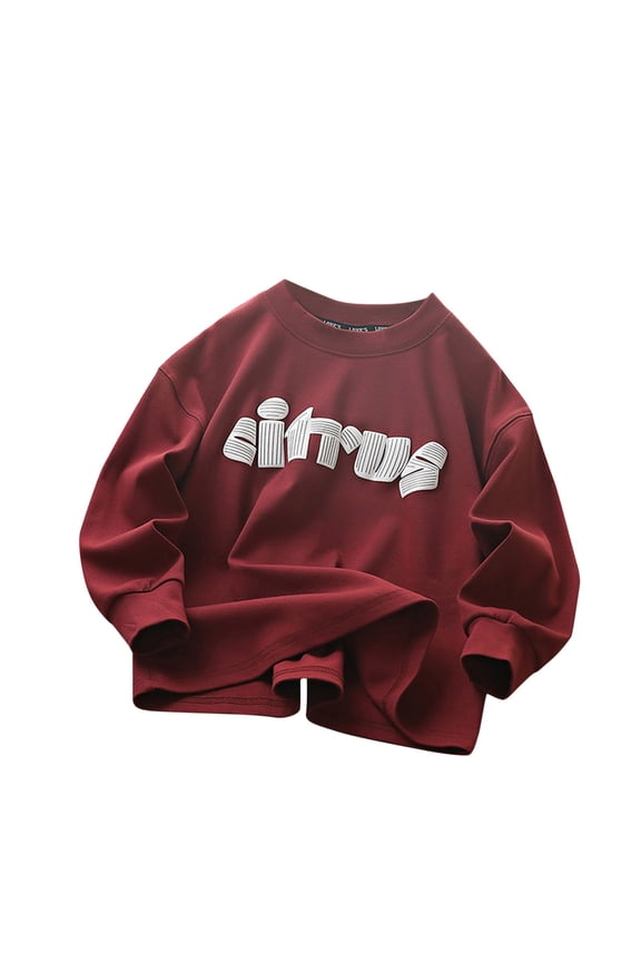 Boy Clothes Boys Sweatshirt Fashion Casual Cotton Long Sleeve Crewneck Sweatshirts Trendy Letter Print Pullover Tops Children's Fall Clothes Teen Boys Clothes 8-15 Years