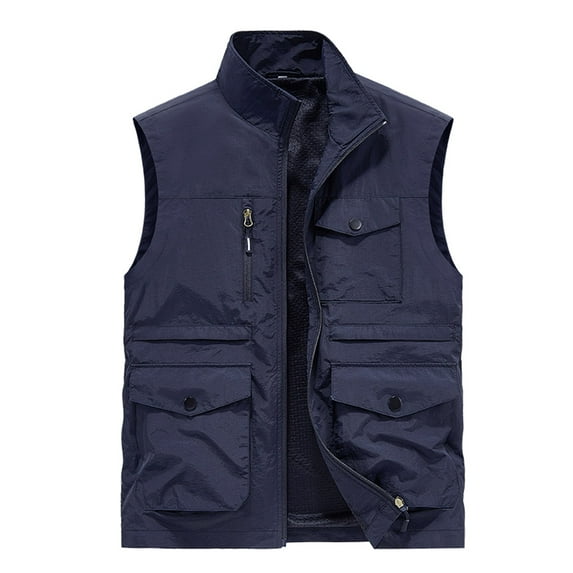 Busydd Men's Outerwear Vests Casual Lightweight Zipper Sport Vests Solid Color Sleeveless Vest Jacket Plus Size Men's Vest with Pockets M-6XL
