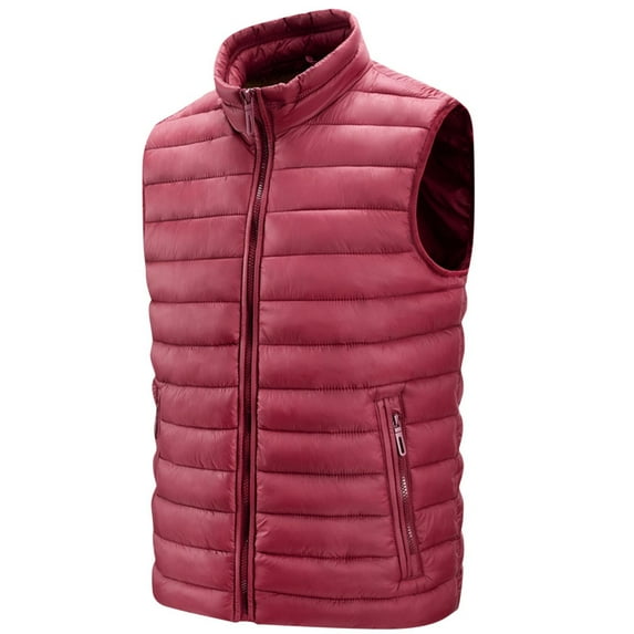 Busydd Men's Outerwear Vests Sleeveless Solid Color Puffer Vest Casual Lightweight Warm Winter Vest Trendy Oversized Zipper Puffy Vest Plus Size Vest Jacket with Pockets M-6XL