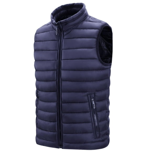 Busydd Men's Outerwear Vests Sleeveless Solid Color Puffer Vest Casual Lightweight Warm Winter Vest Trendy Oversized Zipper Puffy Vest Plus Size Vest Jacket with Pockets M-6XL