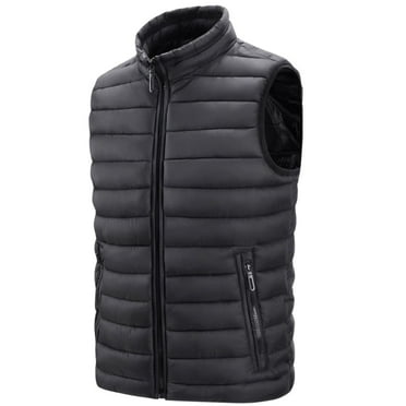 Busydd Men's Outerwear Vests Sleeveless Solid Color Puffer Vest Casual Lightweight Warm Winter Vest Trendy Oversized Zipper Puffy Vest Plus Size Vest Jacket with Pockets M-6XL