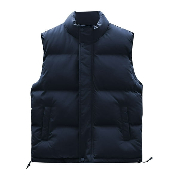 Busydd Men's Outerwear Vests Sleeveless Solid Color Puffer Vest Casual Lightweight Warming Winter Vest Trendy Oversized Button Zipper Puffy Vest Plus Size Vest Jacket with Pockets M-5XL