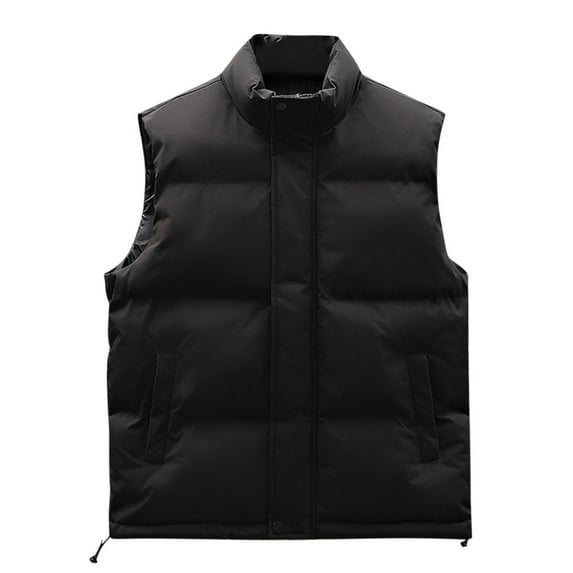 Busydd Men's Outerwear Vests Sleeveless Solid Color Puffer Vest Casual Lightweight Warming Winter Vest Trendy Oversized Button Zipper Puffy Vest Plus Size Vest Jacket with Pockets M-5XL