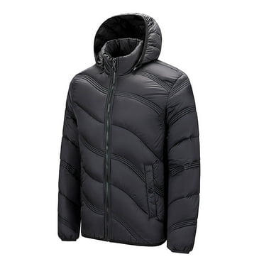 Busydd Mens Puffer Jacket Zipper Hooded Winter Coats for Men Casual Solid Color Puffy Jackets Warm Long Sleeve Down Jacket Plus Size Lightweight Outerwear with Pockets M-5XL