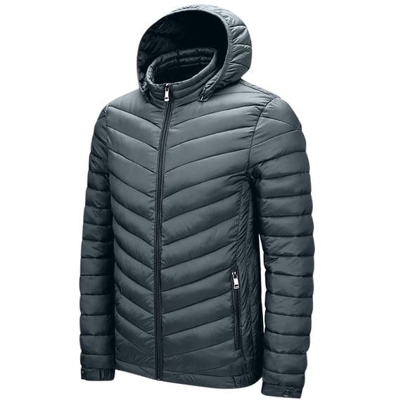 Busydd Mens Puffer Jacket Zipper Winter Jackets for Men Casual Solid Color Puffy Jackets Warm Long Sleeve Down Jacket Lightweight Mens Winter Coats with Pockets