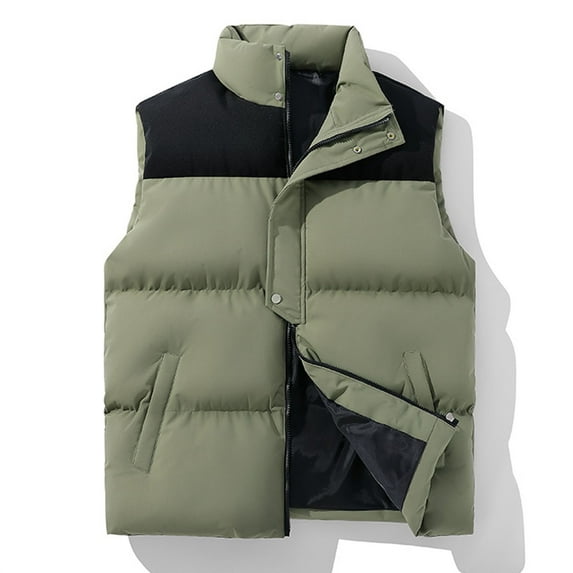 Busydd Mens Puffer Vest Sleeveless Zipper Button Puffy Vest Casual Lightweight Warm Winter Vest Oversized Solid Color Outerwear Vests Plus Size Vest Jacket with Pockets S-3XL