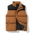 thumbnail image 1 of Busydd Mens Puffer Vest Sleeveless Zipper Button Puffy Vest Casual Lightweight Warm Winter Vest Oversized Solid Color Outerwear Vests Plus Size Vest Jacket with Pockets S-3XL, 1 of 8