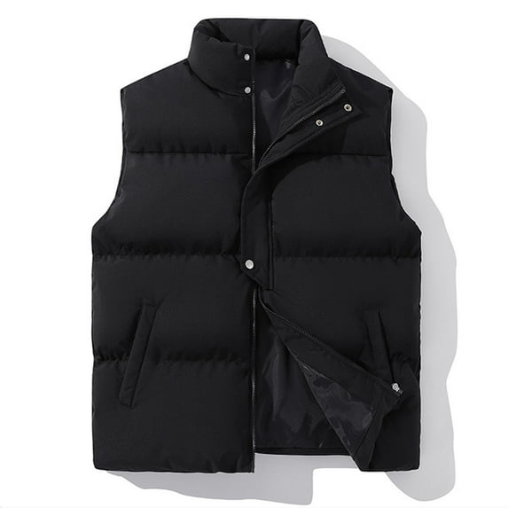 Busydd Mens Puffer Vest Sleeveless Zipper Button Puffy Vest Casual Lightweight Warm Winter Vest Oversized Solid Color Outerwear Vests Plus Size Vest Jacket with Pockets S-3XL