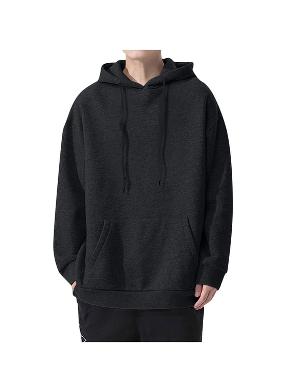 Mens Sweatshirts Hoodies Solid Color Drawstring Hooded Sweatshirt Casual Loose Oversized Hoodie Fashion Plain Hoodie Pullover Tops Hoodies for Guys S-3XL