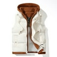 thumbnail image 1 of Busydd Mens Winter Vest Casual Hooded Drawstring Puffer Vest Solid Color Zipper Button Outerwear Vests Sleeveless Warm Winter Vest Jacket Plus Size Puffy Vest with Pockets L-5XL, 1 of 6