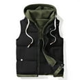 thumbnail image 1 of Busydd Mens Winter Vest Casual Hooded Drawstring Puffer Vest Solid Color Zipper Button Outerwear Vests Sleeveless Warm Winter Vest Jacket Plus Size Puffy Vest with Pockets L-5XL, 1 of 6