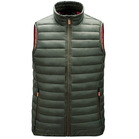 Busydd Mens Winter Vest Sleeveless Zipper Stand Collar Outerwear Vests Casual Solid Color Warm Puffer Vest Trendy Oversized Puffy Vest Plus Size Vest Jacket with Pockets M-6XL