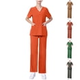thumbnail image 1 of Busydd Scrubs for Women Set V Neck Short Sleeve Scrubs Tops Jogger Pants Scrub Sets for Woman Solid Color Scrub Workwear Casual Stretch Working Nursing Uniform Sets with Pockets, 1 of 6