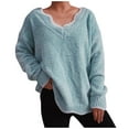 thumbnail image 1 of Busydd Sweaters for Women Solid Color Chunky Fall Sweaters Long Sleeve V Neck Sweater Casual Pullover Sweaters for Women Trendy Knit Sweater Plus Size Sweaters for Women S-5XL, 1 of 6