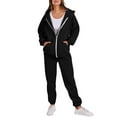 thumbnail image 1 of Busydd Sweatsuits Women 2 Piece Outfit Solid Color Tracksuits Long Sleeve Zip Up Hoodies Jogger Pants with Pockets Casual Loose Vacation Travel Outfits for Women, 1 of 9
