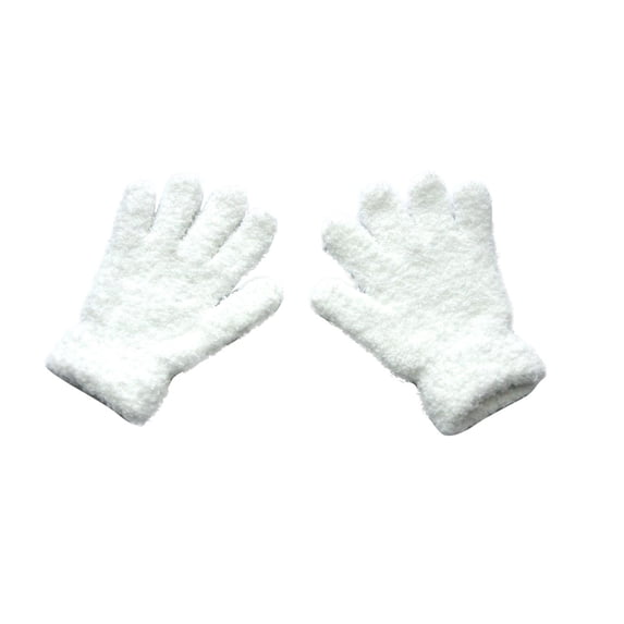 Busydd Toddler Gloves Fashion Unisex Thick Warm Winter Gloves Soft Fleece Solid Color Cotton Gloves Fuzzy Gloves for Cold Weather 5-11 Years