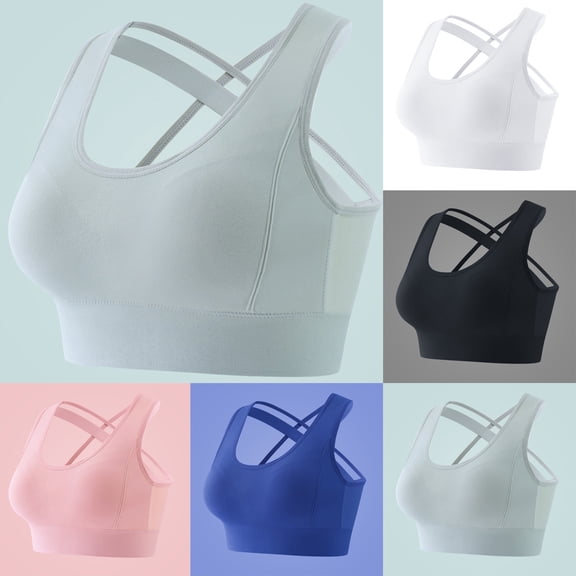 Busydd Womens Sports Bra Seamless Beauty Back Bra Wireless Bras for Women Solid Color High Support Everyday Bra Underwear Oversized Full Coverage Bra