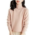 thumbnail image 1 of Busydd Womens Sweaters Solid Color Fall Sweaters Long Sleeve Turtleneck Sweater Casual Tunic Pullover Sweaters for Women Trendy Warm Chunky Knit Sweater for Women, 1 of 3