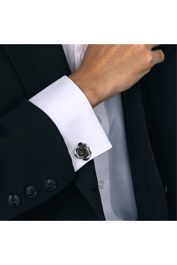 Clearance Buttons under $5,2 PCS Rose Flower Gold Plated Cufflinks Copper French Tuxedo Shirt Unisex Cuff Buttons Classic Men Women Cufflink Set For Wedding Business