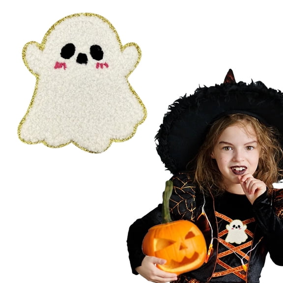 Clearance Buttons under $5,Halloween Cute Glitter Pumpkin Witch Bat Sew On Repair Embroidered Applique DIY Crafts Decorative For Clothing Jacket Backpa