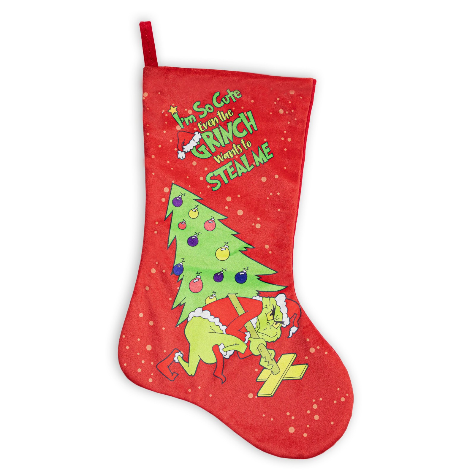 Christmas Stocking With Funny Cartoon Design, Green Holiday Stocking 