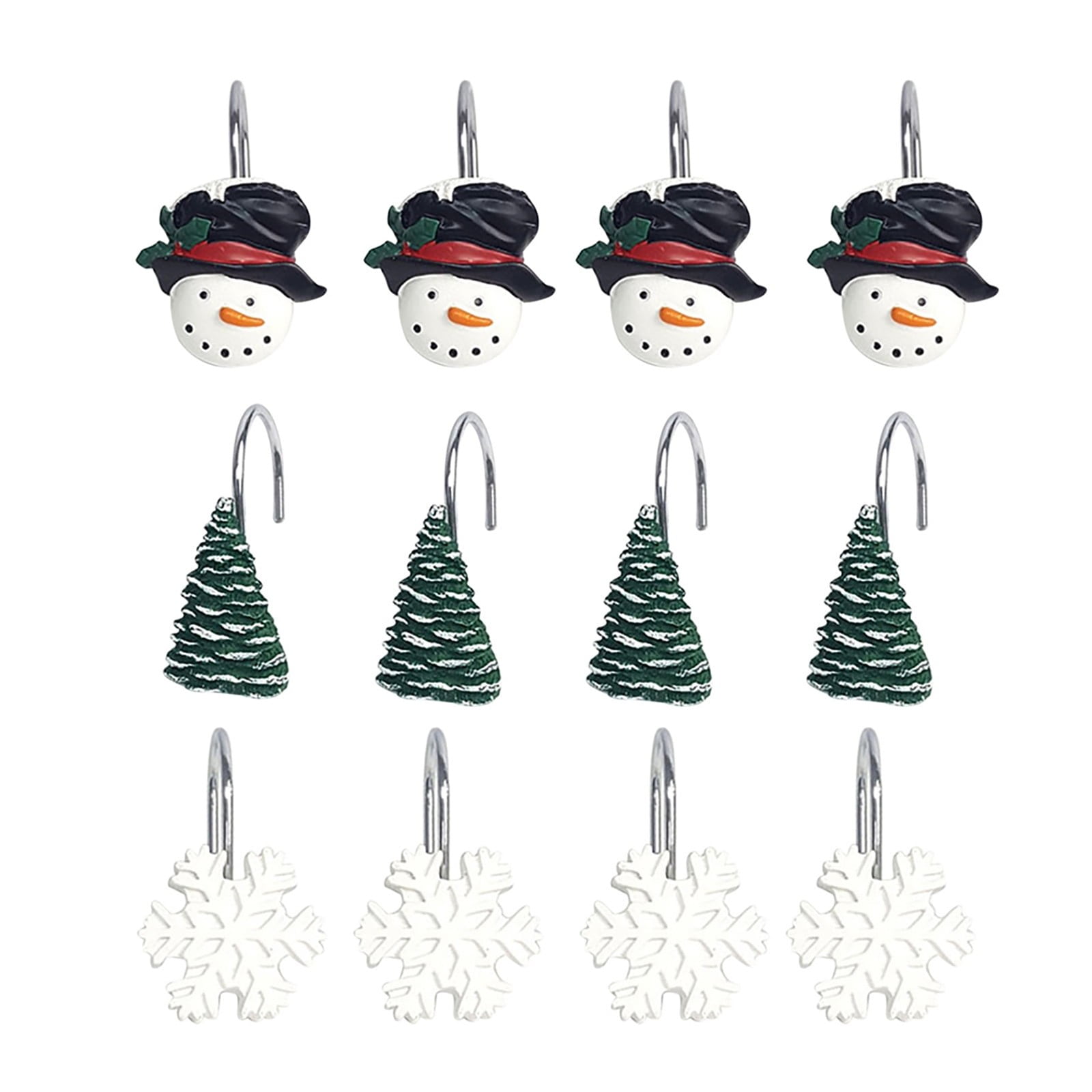 Clearance! CHAJIXE 12Pcs Shower Curtain Hooks Christmas Theme Resin ...