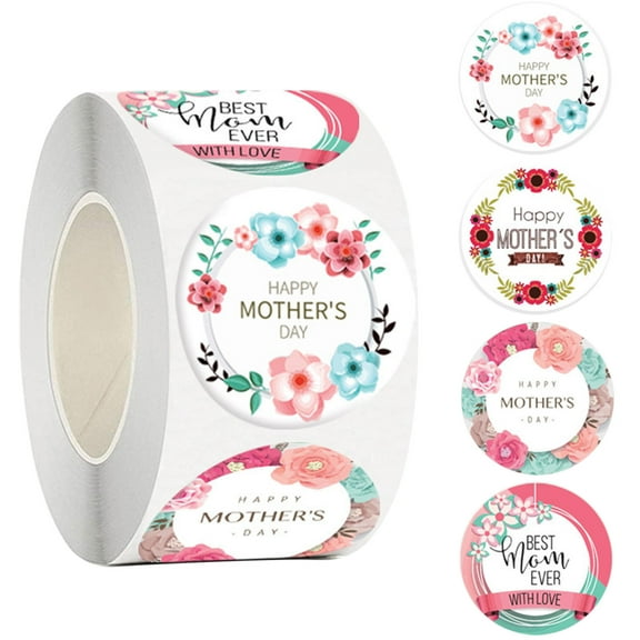 Clearance! CICRKHB Stickers Happy Mother's Day Gift Stickers Sweet Hot Pink Heart Design for Mother's Day Decorations Gift Wrap 1.5 Inch 500 Total Labels
