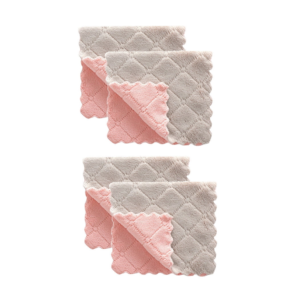 Clearance CNEWQJY Beach Towel 4Pcs NonStick Cleaning Rags, Dishcloths, Hand Towels, Pink Gray