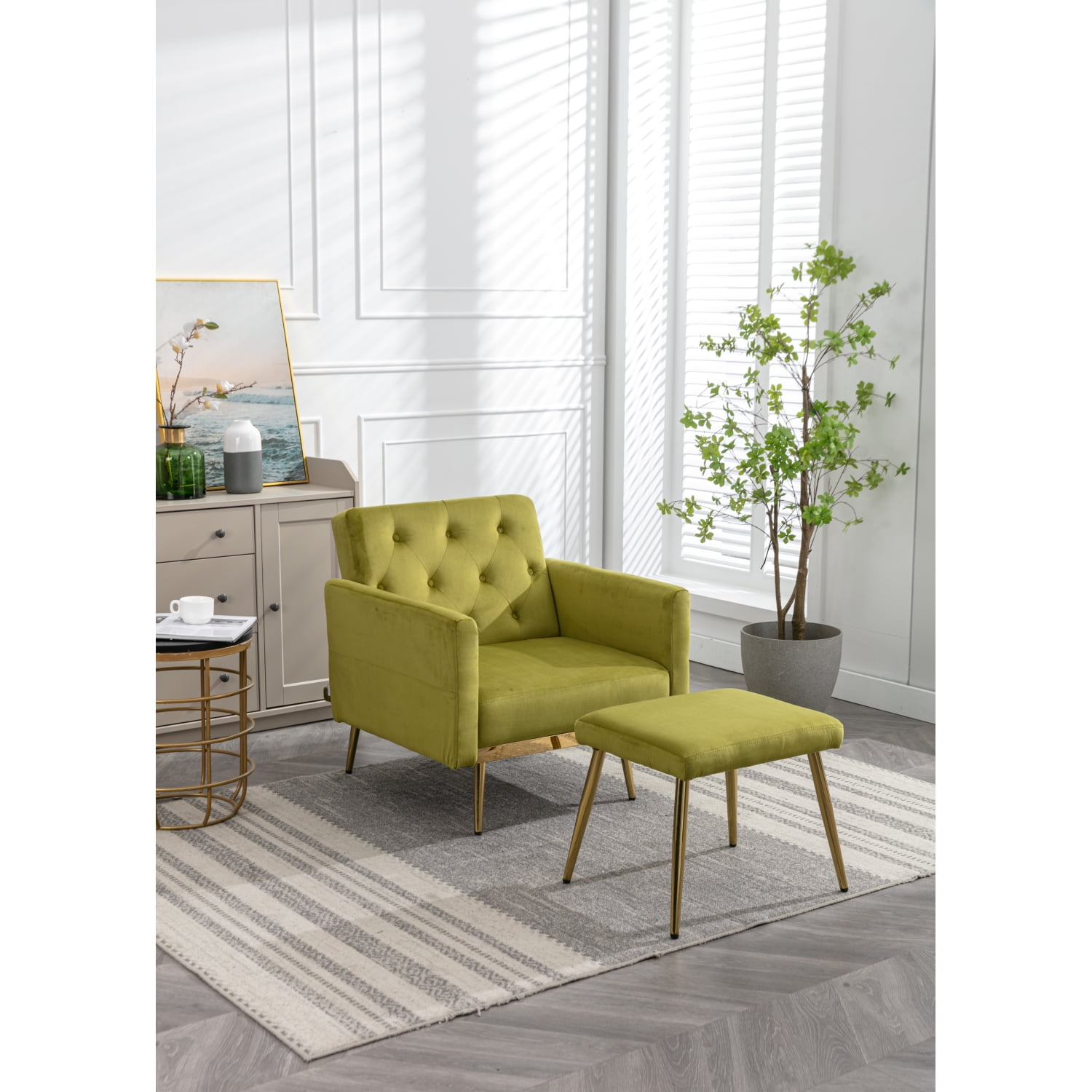 Clearance! COOLMORE Velvet Accent Chair with Adjustable Armrests and ...