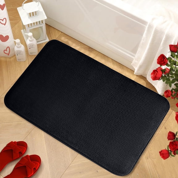 Clearance! CSSAD 1-Piece Bathroom Rug,Solid Color Foot Mats,Ultra Soft and Non-Slip Bathroom Rugs,Water Absorbent and Machine Washable Bath Rug for Bathroom,Shower and Tub - (16x24in,Black)