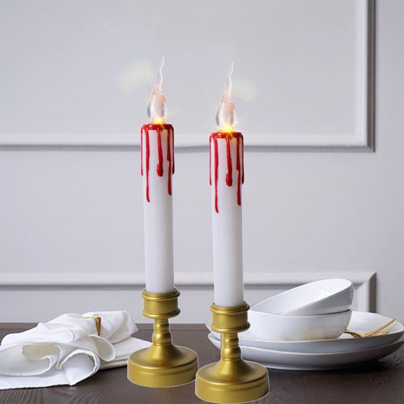 Clearance! CSSAD 2PCS LED Simulation Non-tobacco Taper Electronic Candles with 3D Flame Wick, Battery Operated, 9.9 Inches Flickering Candlesticks, Multi-scenario