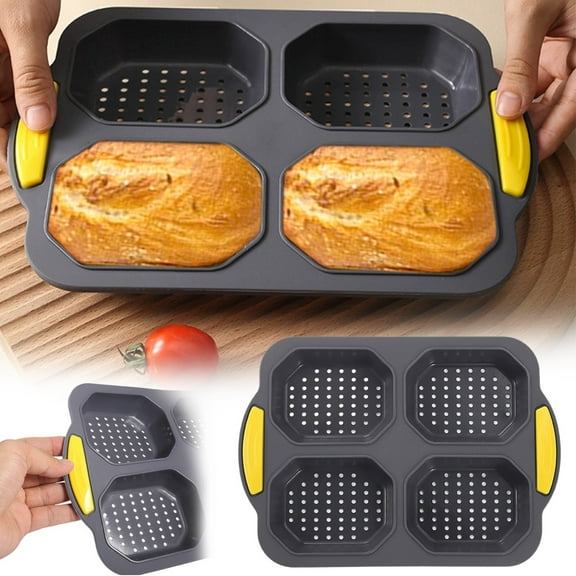 Clearance Cake Mould under $6 Set Of 5 Silicone Pan With Brush Spatula Gloves 9 And 4 Perforated Bread Baking Tray Nonstick French Pans For Oven Bake Mould Toaster Pan For Loaf Hot D