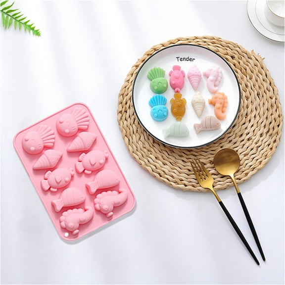 Clearance Cake Mould under $5,Cartoon Sea Creatures Silicone Mould Fondant Cake Chocolate Cookie Decorating Mould Cake Tools