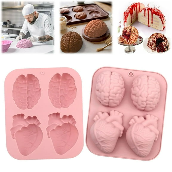 Clearance Cake Mould under $5,Human Brain Silicone Organ Shaped For Baking Bread Cake Candy Butter Cookies