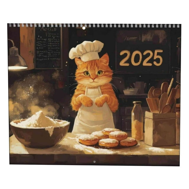 Clearance Calendar 2025! Cooking Cats Calendar 2025 12 Monthly Fun