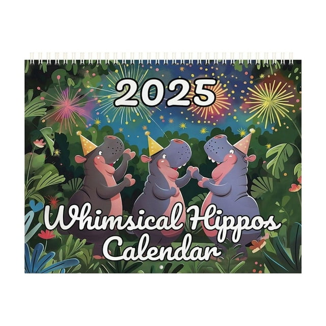 Clearance! Calendar,Whimsical Hippos 2025 Calendar，2025 Calendar